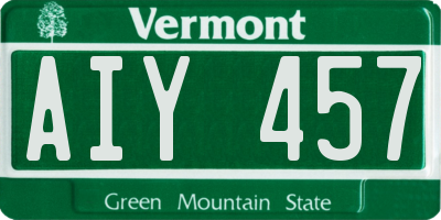 VT license plate AIY457