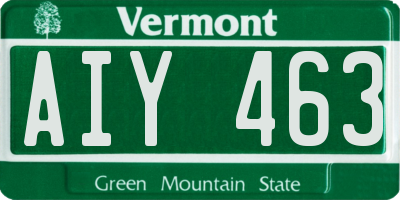 VT license plate AIY463