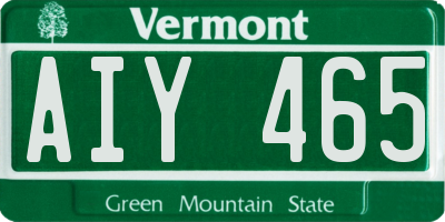 VT license plate AIY465