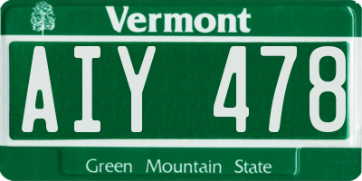 VT license plate AIY478