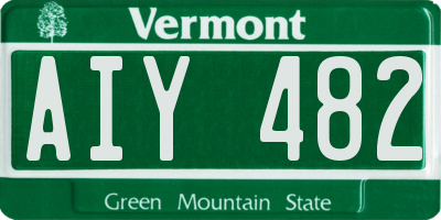 VT license plate AIY482