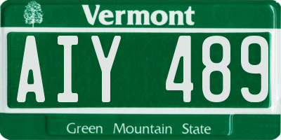 VT license plate AIY489