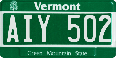 VT license plate AIY502