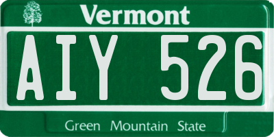 VT license plate AIY526