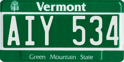 VT license plate AIY534