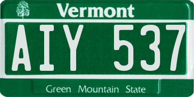 VT license plate AIY537
