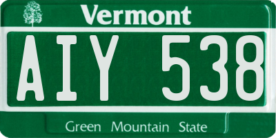 VT license plate AIY538