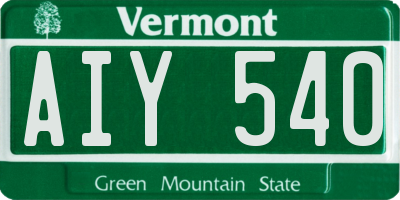 VT license plate AIY540