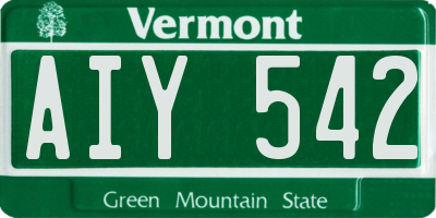 VT license plate AIY542