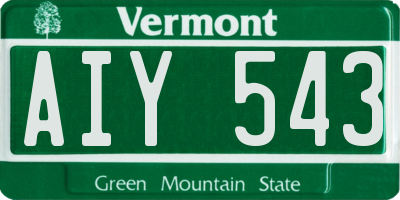 VT license plate AIY543