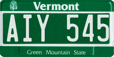 VT license plate AIY545
