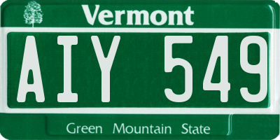VT license plate AIY549