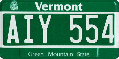 VT license plate AIY554