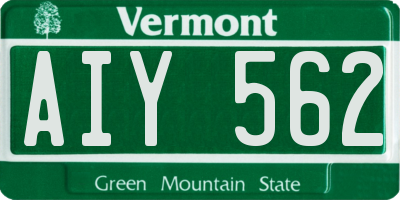VT license plate AIY562