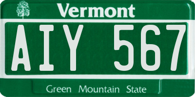 VT license plate AIY567