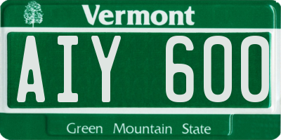 VT license plate AIY600