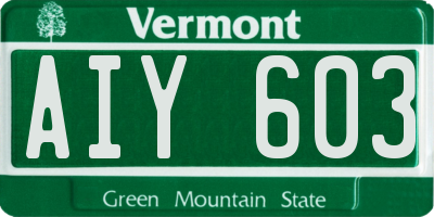 VT license plate AIY603