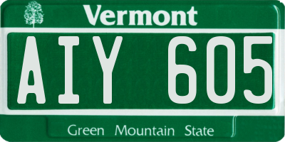 VT license plate AIY605