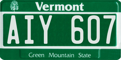 VT license plate AIY607