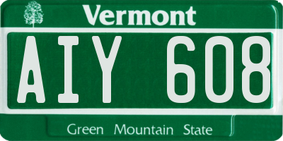 VT license plate AIY608