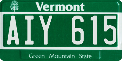 VT license plate AIY615