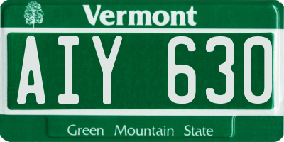 VT license plate AIY630