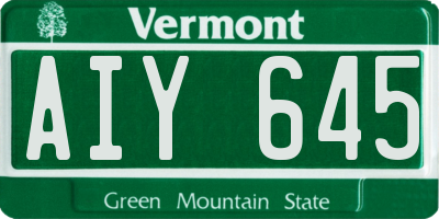 VT license plate AIY645