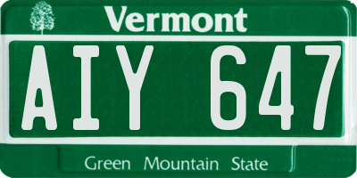 VT license plate AIY647