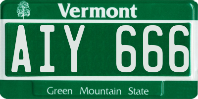 VT license plate AIY666