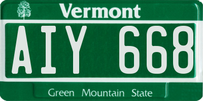 VT license plate AIY668