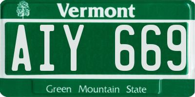 VT license plate AIY669