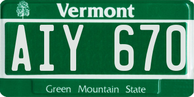 VT license plate AIY670