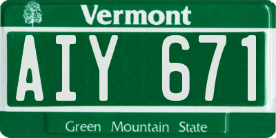 VT license plate AIY671