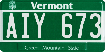 VT license plate AIY673