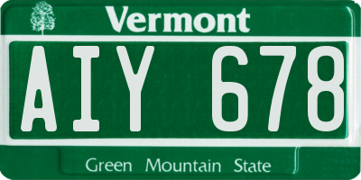 VT license plate AIY678