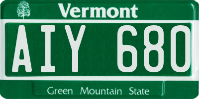 VT license plate AIY680