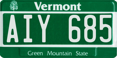 VT license plate AIY685