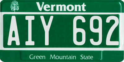 VT license plate AIY692