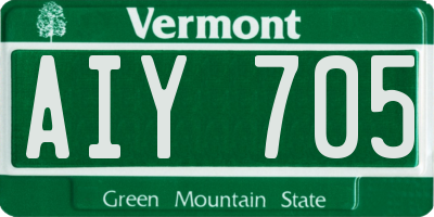 VT license plate AIY705