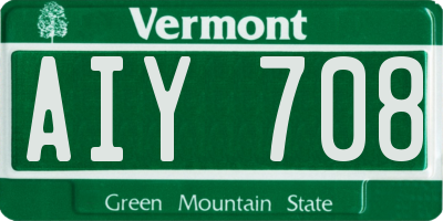 VT license plate AIY708