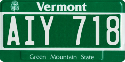 VT license plate AIY718