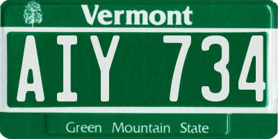 VT license plate AIY734