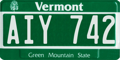VT license plate AIY742