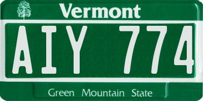 VT license plate AIY774