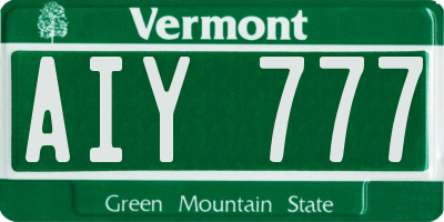VT license plate AIY777