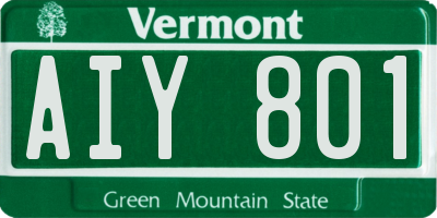 VT license plate AIY801