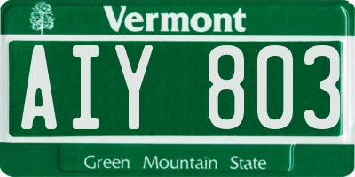 VT license plate AIY803