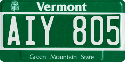 VT license plate AIY805