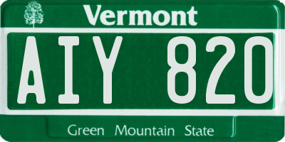 VT license plate AIY820