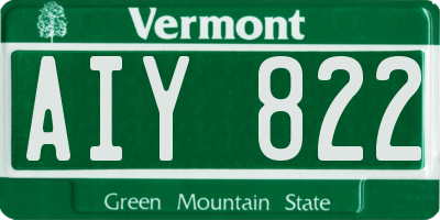 VT license plate AIY822